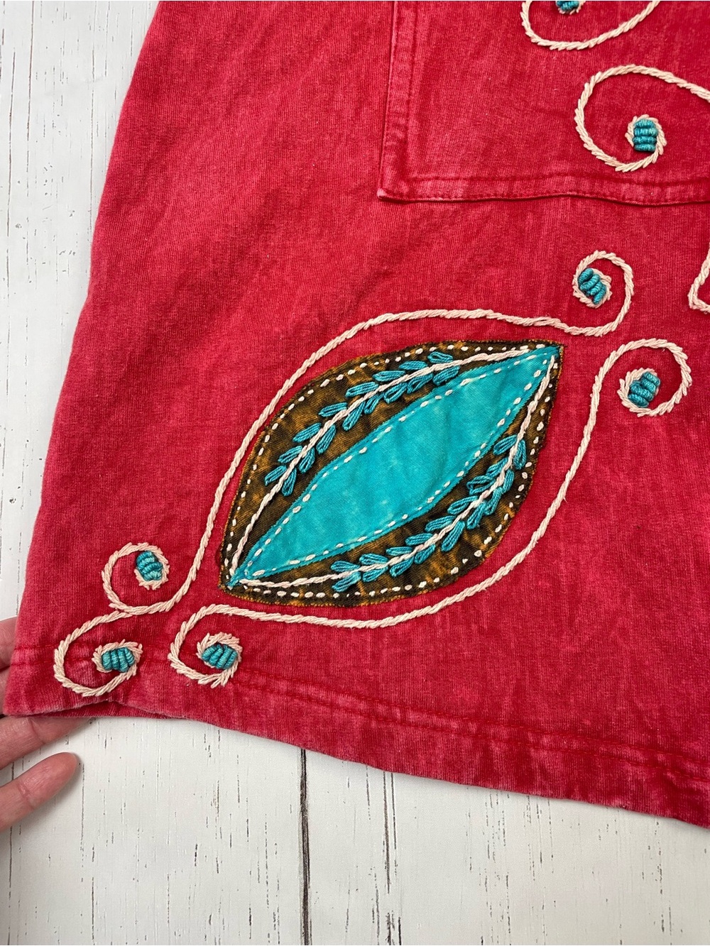 Rising International Patchwork Embroidered Long Zip Up Hoodie *Made in Nepal - Picture 7 of 16